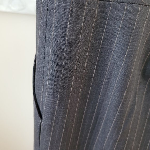Periphery Grey and Camel Pinstriped Wool Blend Pants US 6 - Picture 11 of 12